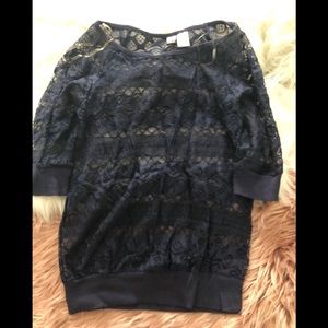 Navy Blue Lace Sweater